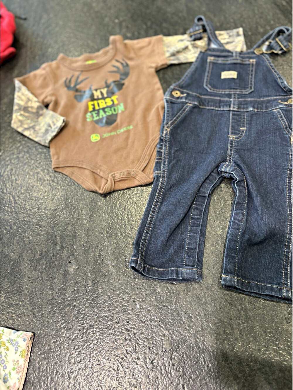 Wrangler Denim Overalls & John Deere Camo Bodysuit Baby Boys 6-9M
